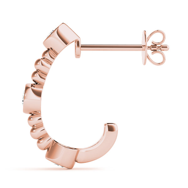 Rose Gold Diamond J-Hoop Earrings | Lab Grown