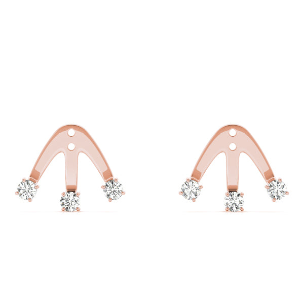 18K Rose Gold Lab Diamond 3-Stone Earring Jackets