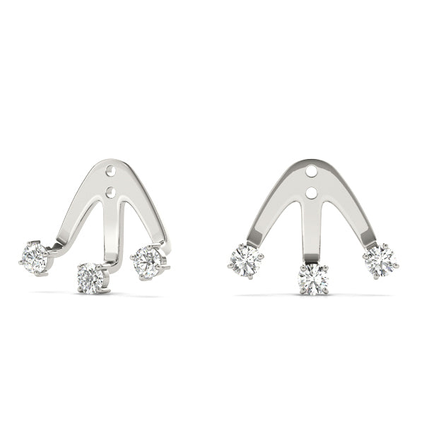 14K White Gold 3-Stone Diamond Earring Jackets