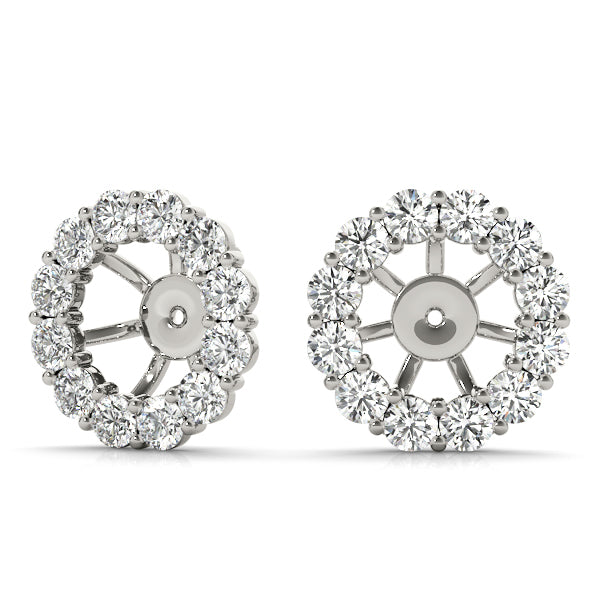 14K White Gold Diamond Earring Jacket Pair