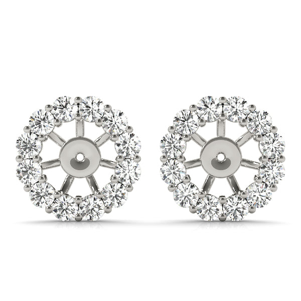 14K White Gold Diamond Earring Jacket Pair