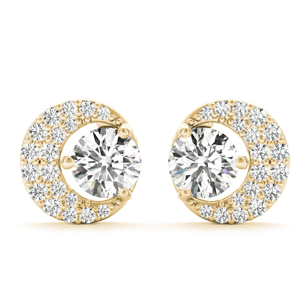 18K Yellow Gold Round Lab Diamond Earrings