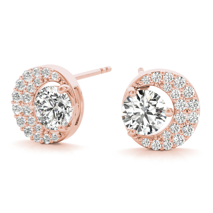 14K Rose Gold Round Lab Diamond Earrings