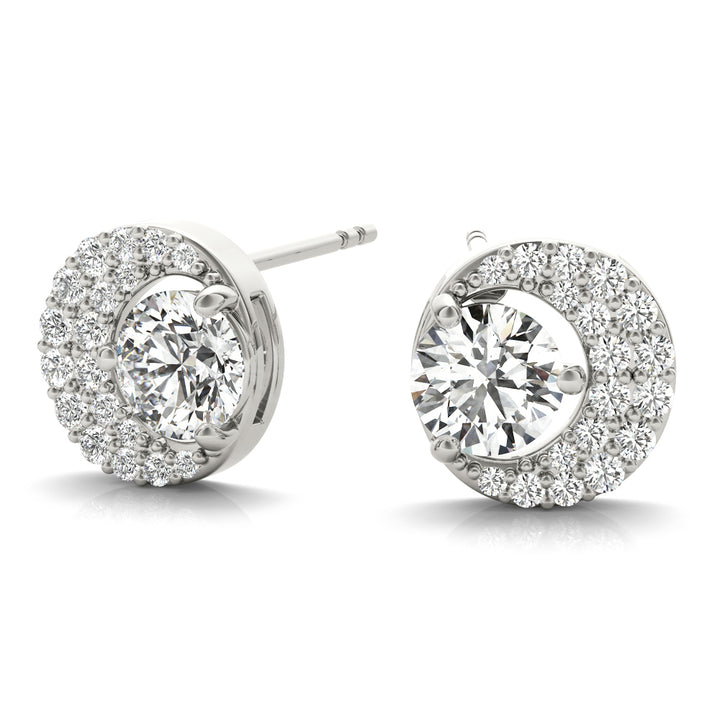 White Platinum Round Lab Diamond Fashion Earrings
