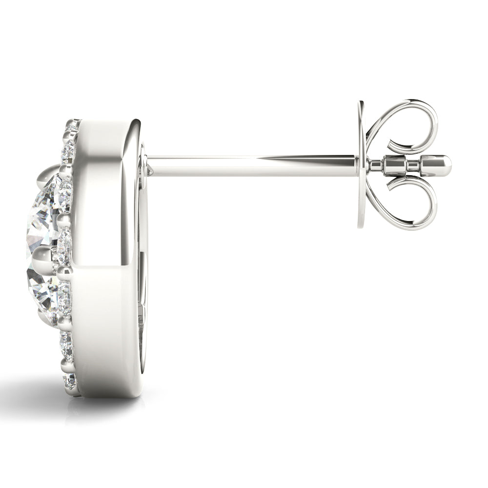 White Platinum Round Lab Diamond Fashion Earrings