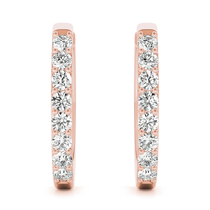 14K Rose Gold Diamond Fashion Hoop Earrings