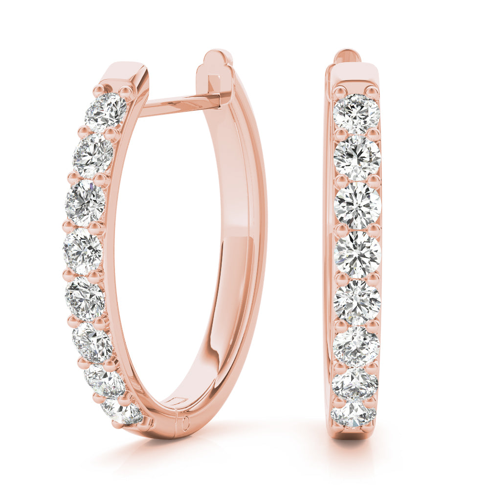 18K Rose Gold Lab Diamond Hoop Earrings