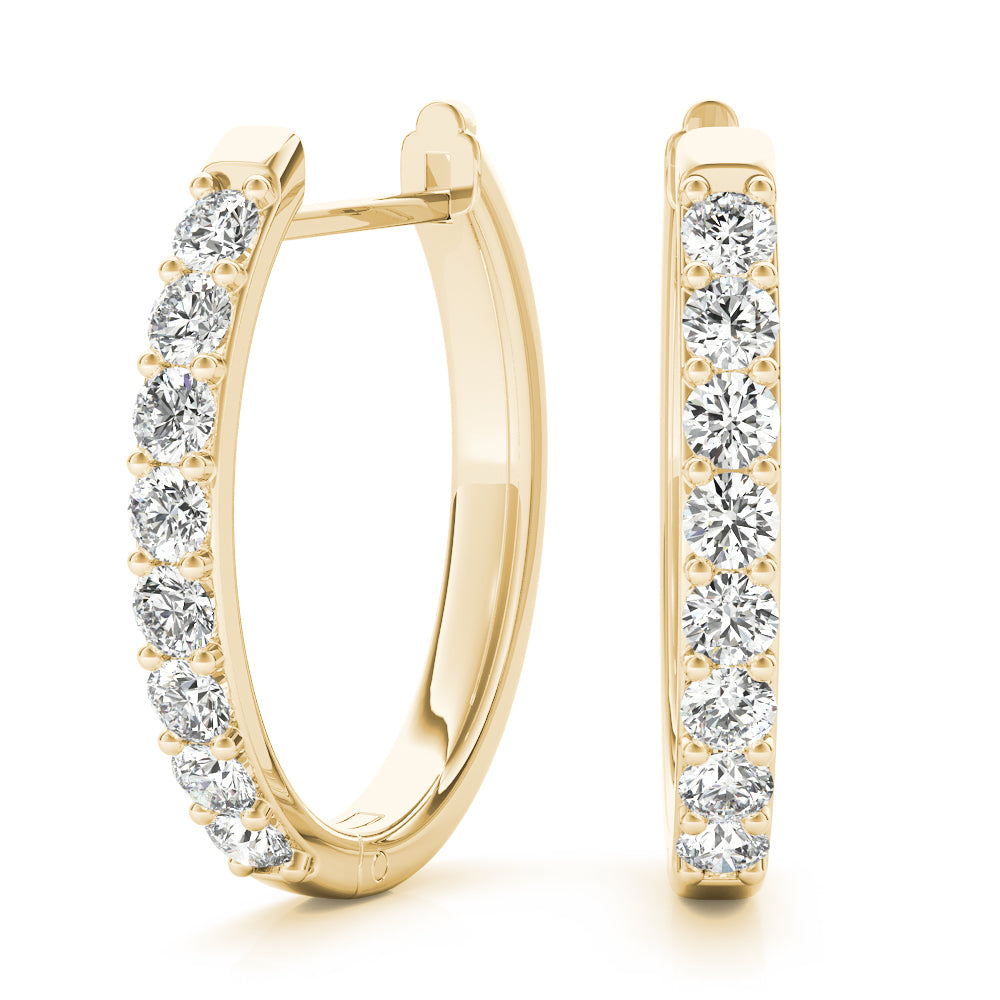 14K Yellow Gold Round Diamond Fashion Earrings