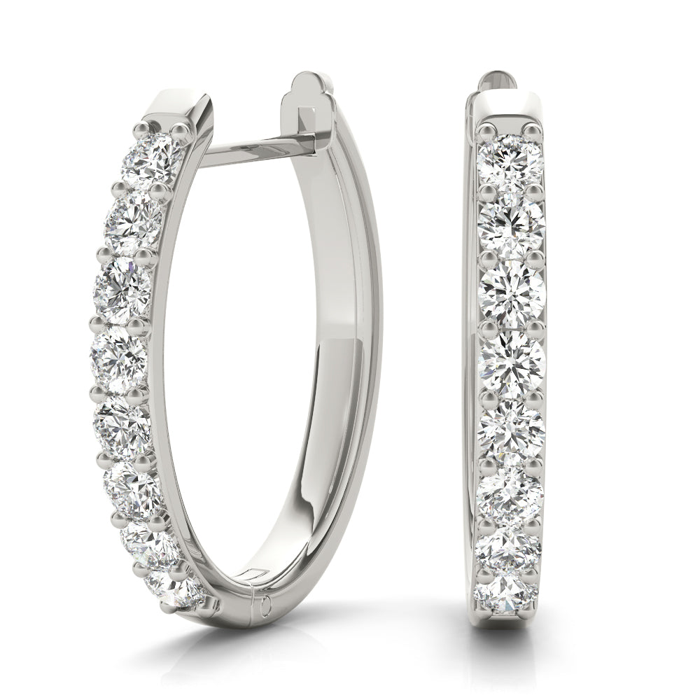 White Platinum Diamond Hoop Earrings