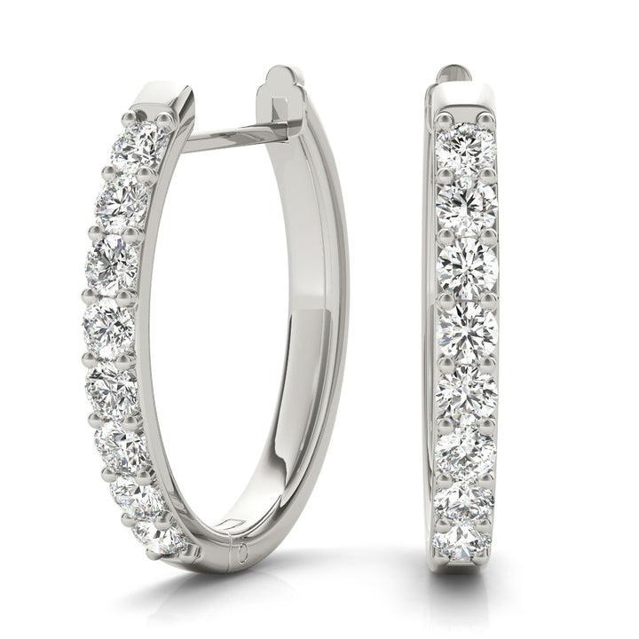 14K White Gold Diamond Hoop Earrings