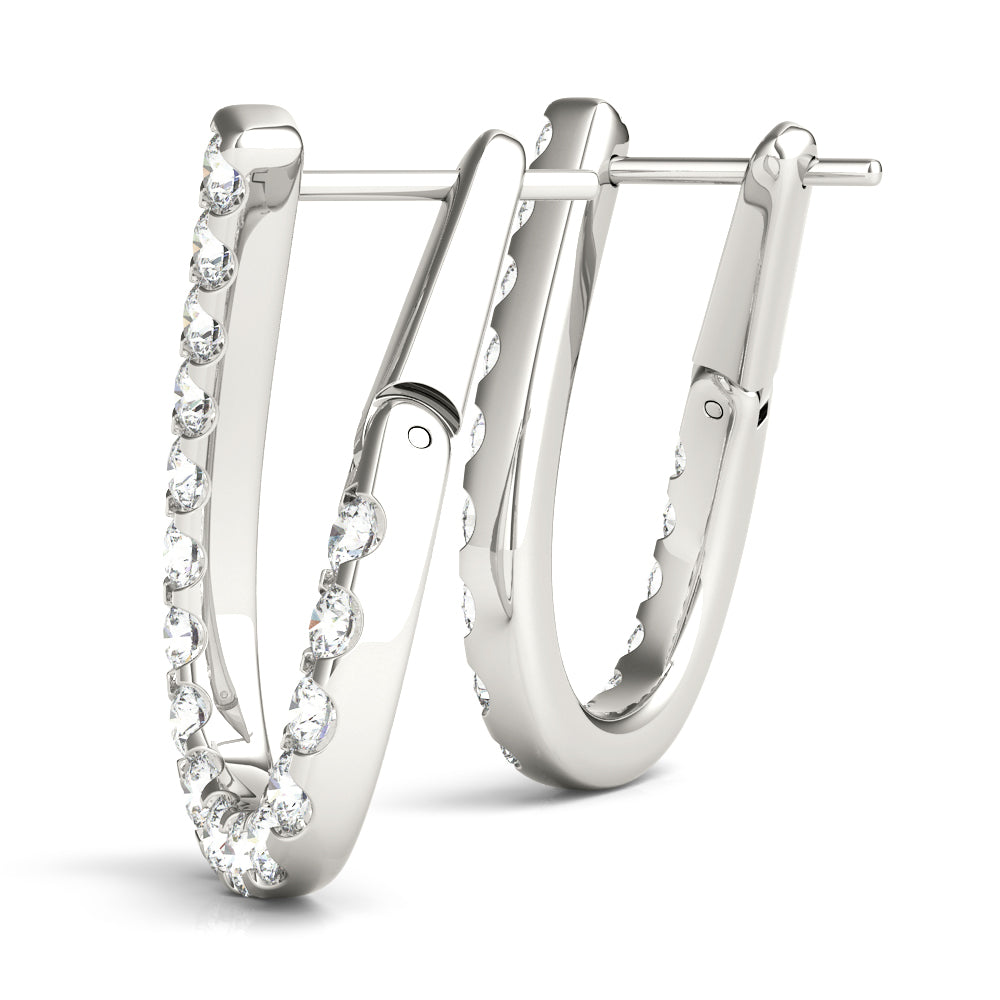White Platinum Round Diamond Fashion Earrings