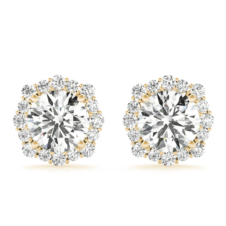 18K Yellow Gold Diamond Halo Earrings