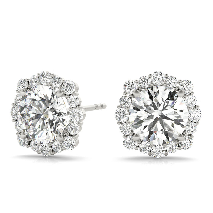 14K White Gold Lab Diamond Halo Earrings