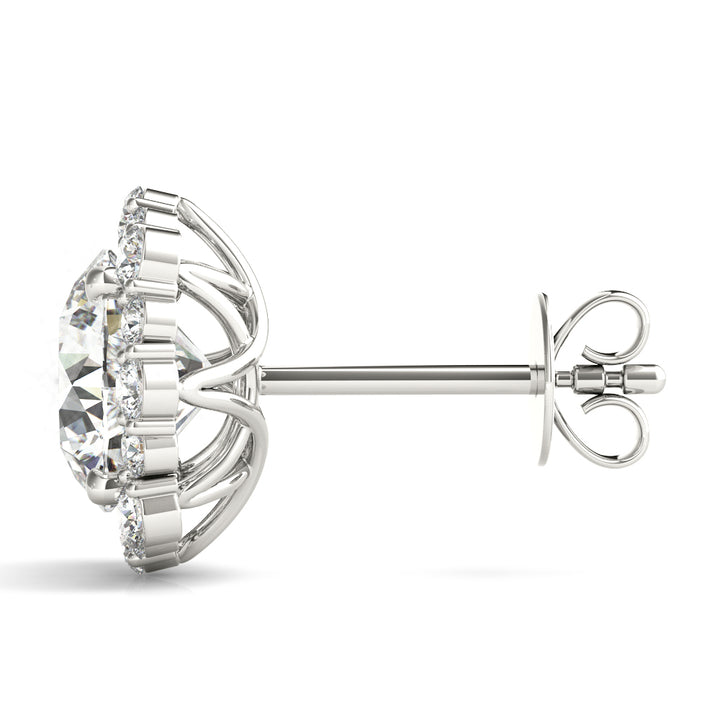 18K White Gold Lab Diamond Halo Earrings