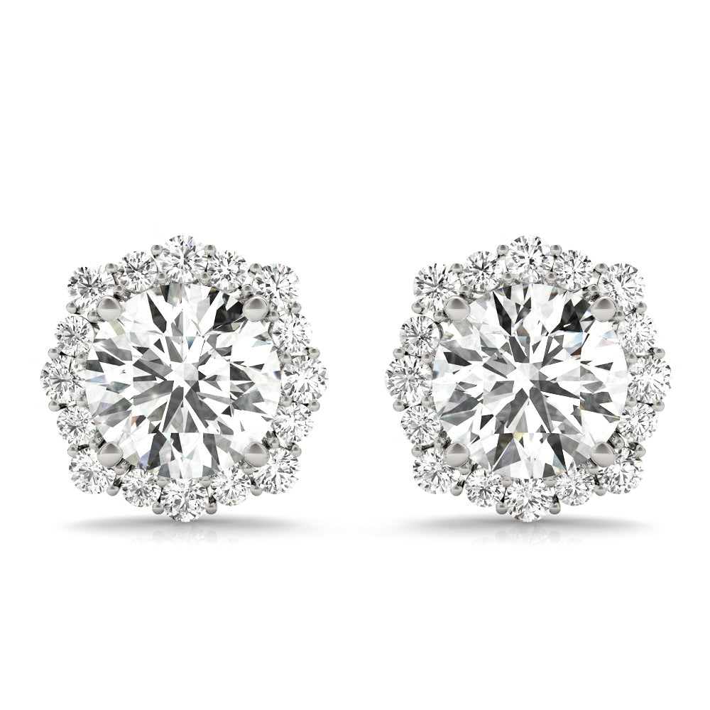 18K White Gold 1 CT Diamond Halo Stud Earrings