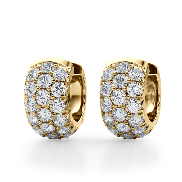 14K Yellow Gold Lab Diamond Multi-Row Huggie Earrings
