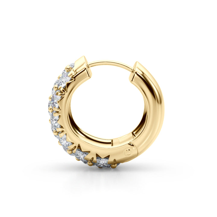 14K Yellow Gold Lab Diamond Multi-Row Huggie Earrings