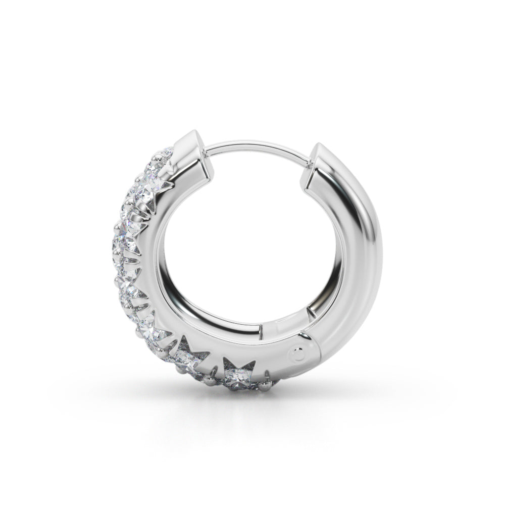 3 Row Lab Diamond Huggie Earrings