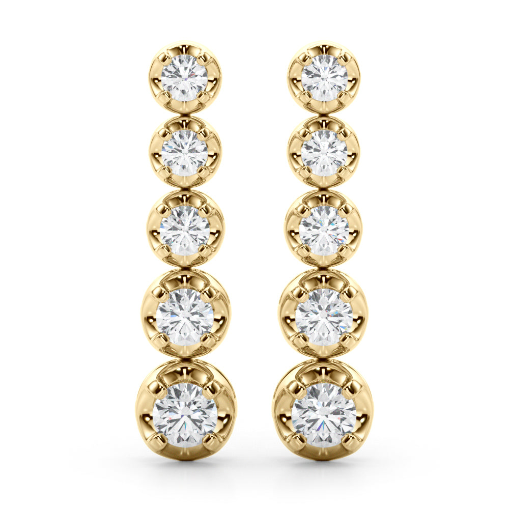 18K Yellow Gold Round Lab Diamond Earrings