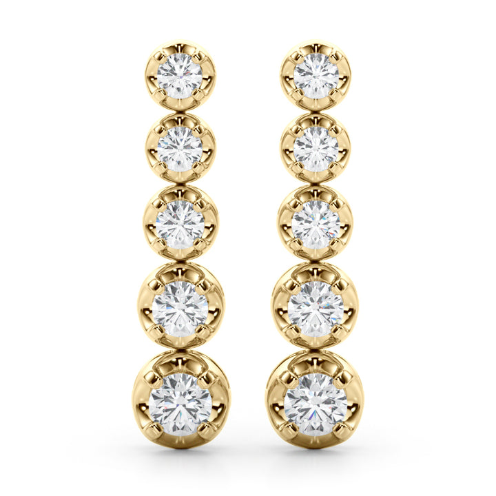 18K Yellow Gold Round Lab Diamond Earrings