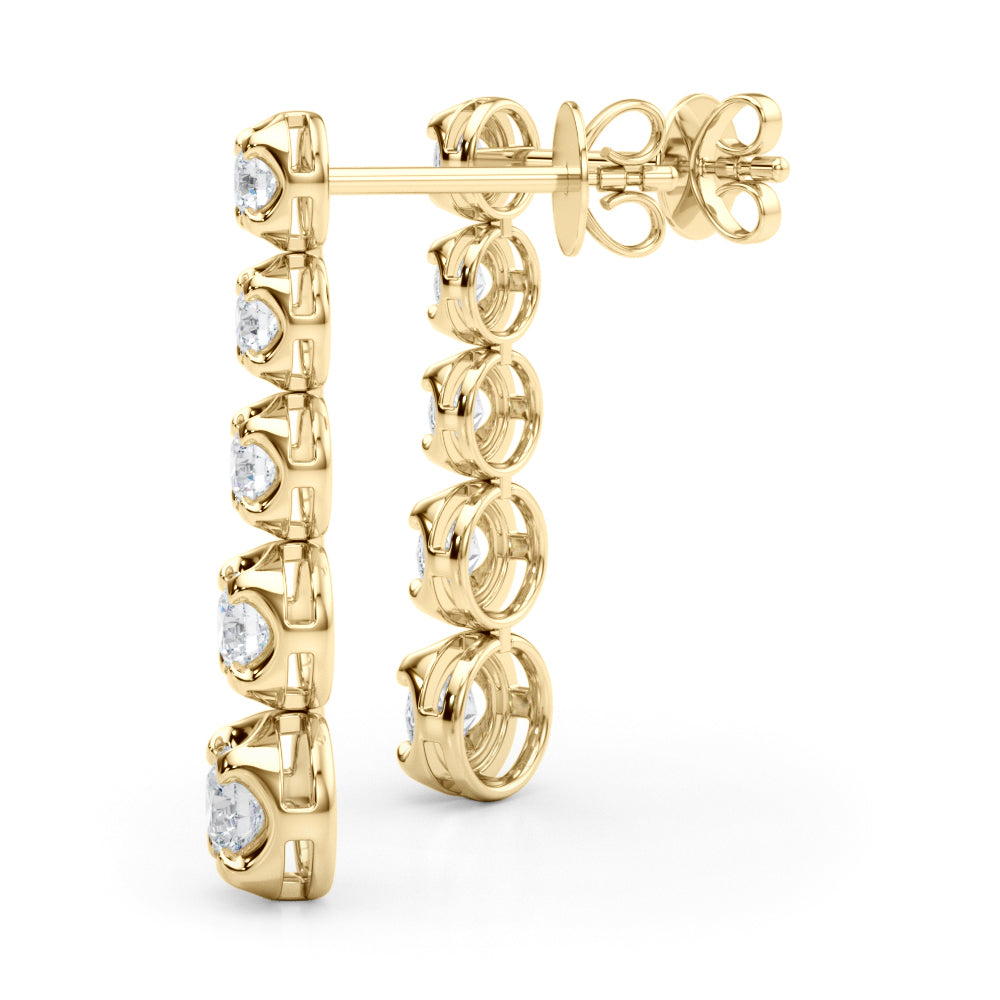 14K Yellow Gold Lab Diamond Dangle Earrings