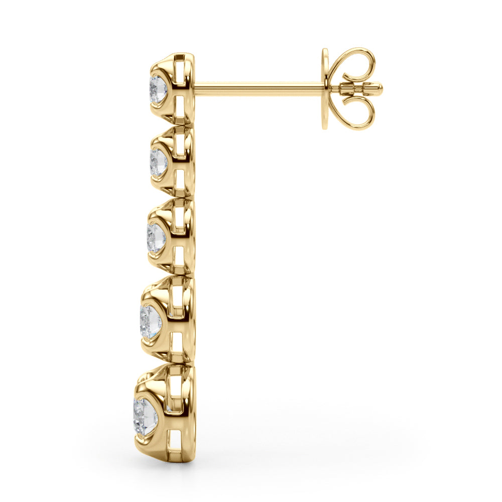14K Yellow Gold Lab Diamond Dangle Earrings