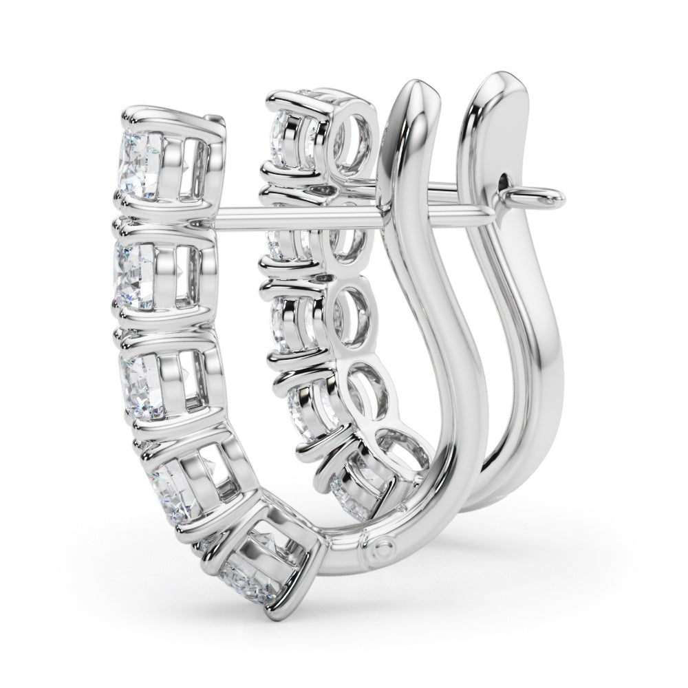 14K White Gold Lab Diamond J-Hoop Earrings