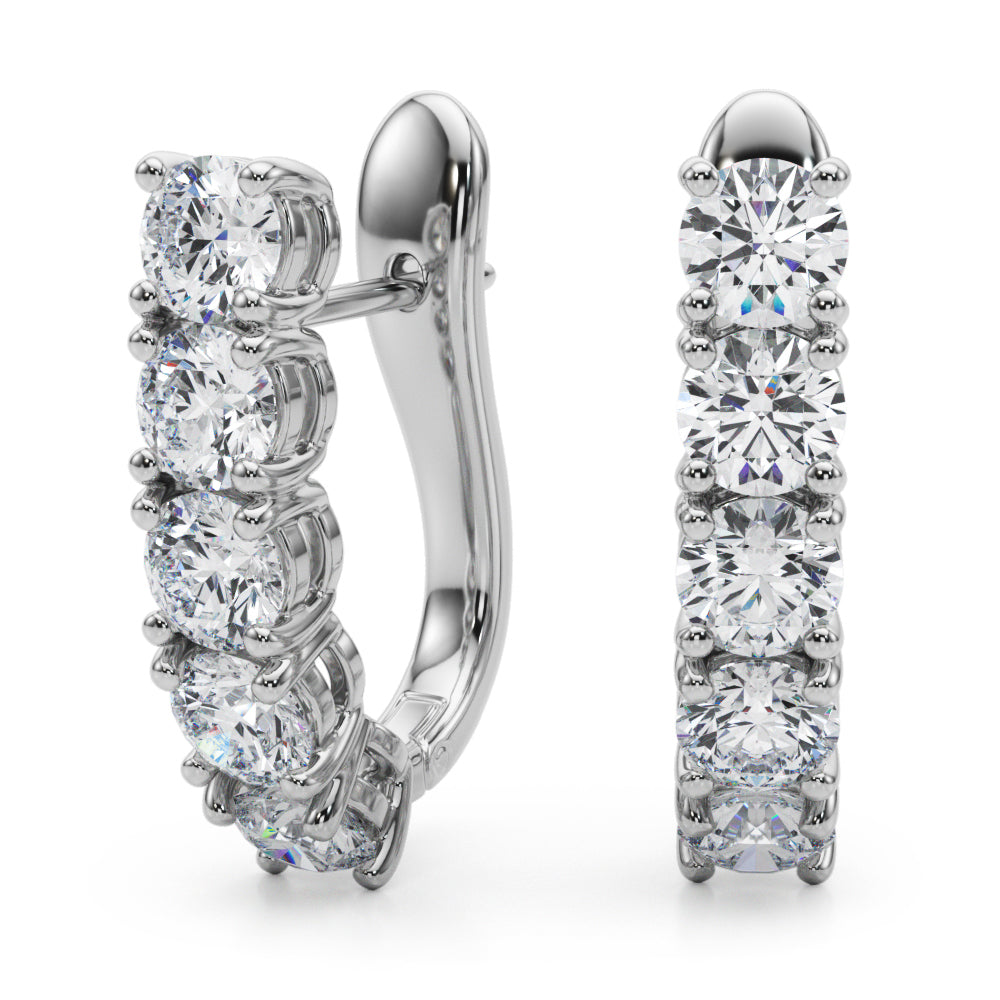18K White Gold Lab Diamond J-Hoop Earrings