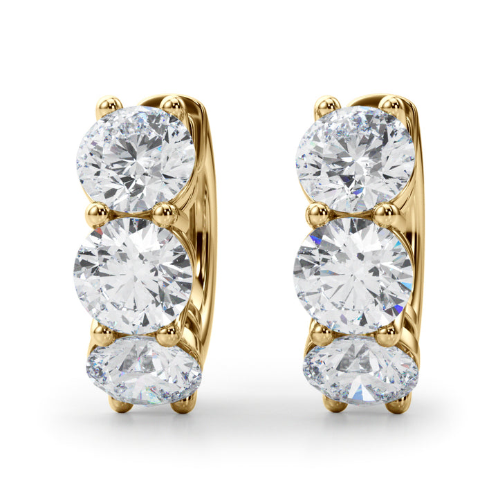 14K Yellow Gold Lab Diamond Round Hoop Earrings