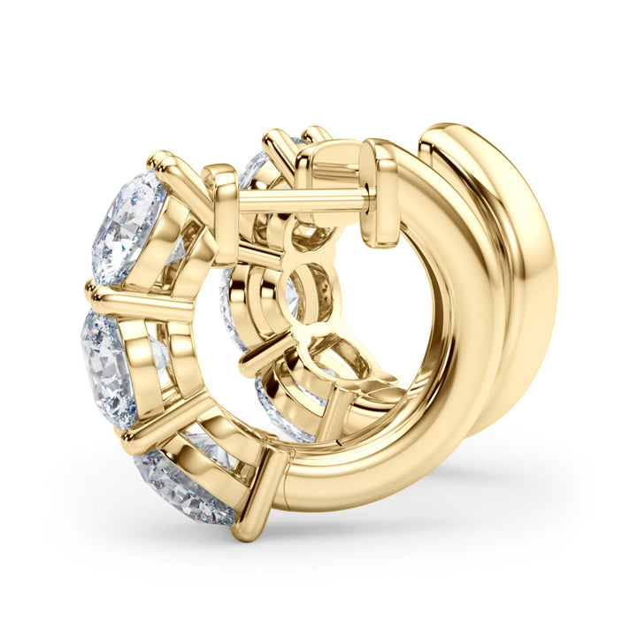 14K Yellow Gold Lab Diamond Round Hoop Earrings