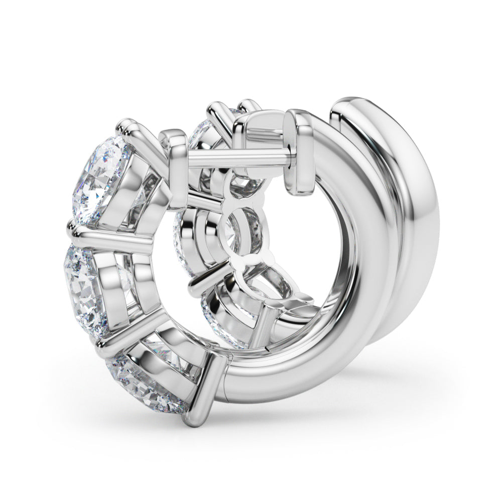 Platinum White Diamond Round Hoop Earrings