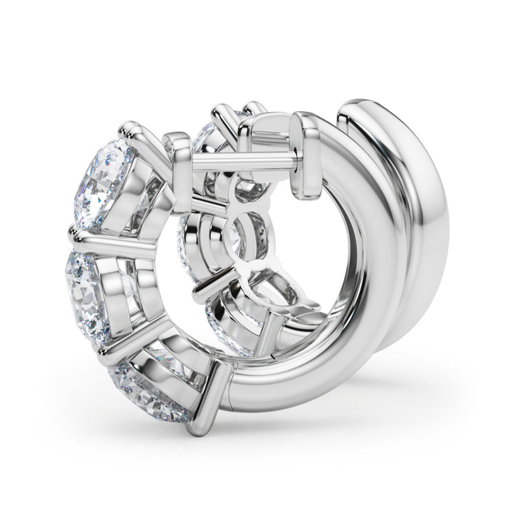Platinum White Diamond Round Hoop Earrings