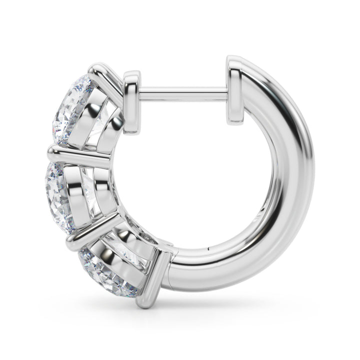 Platinum White Diamond Round Hoop Earrings