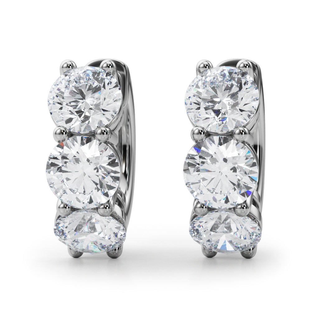 Diamond Lab Grown 14K Gold Round Hoop Earrings