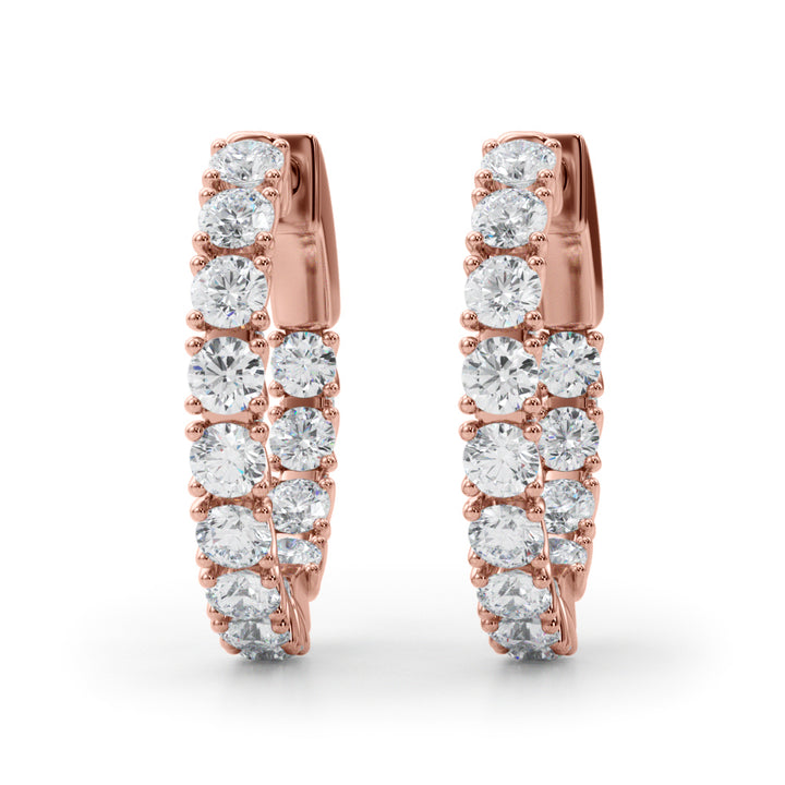 Rose Gold Lab Diamond Round Hoop Earrings