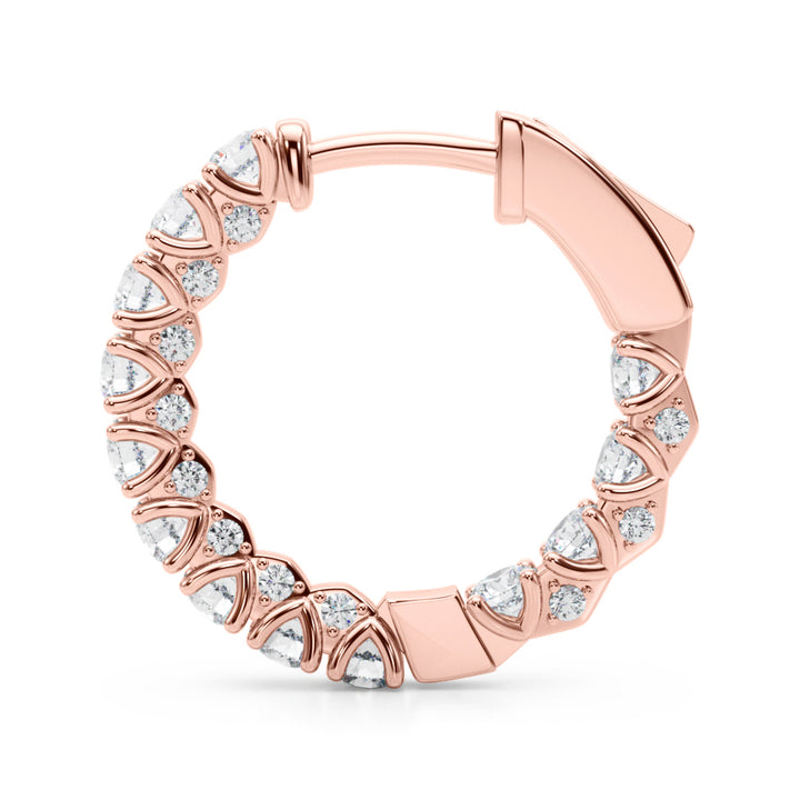 Rose Gold Lab Diamond Round Hoop Earrings
