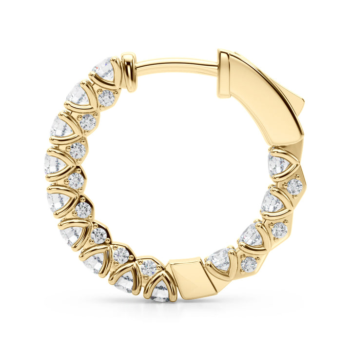 18K Yellow Gold Lab Diamond Round Hoops
