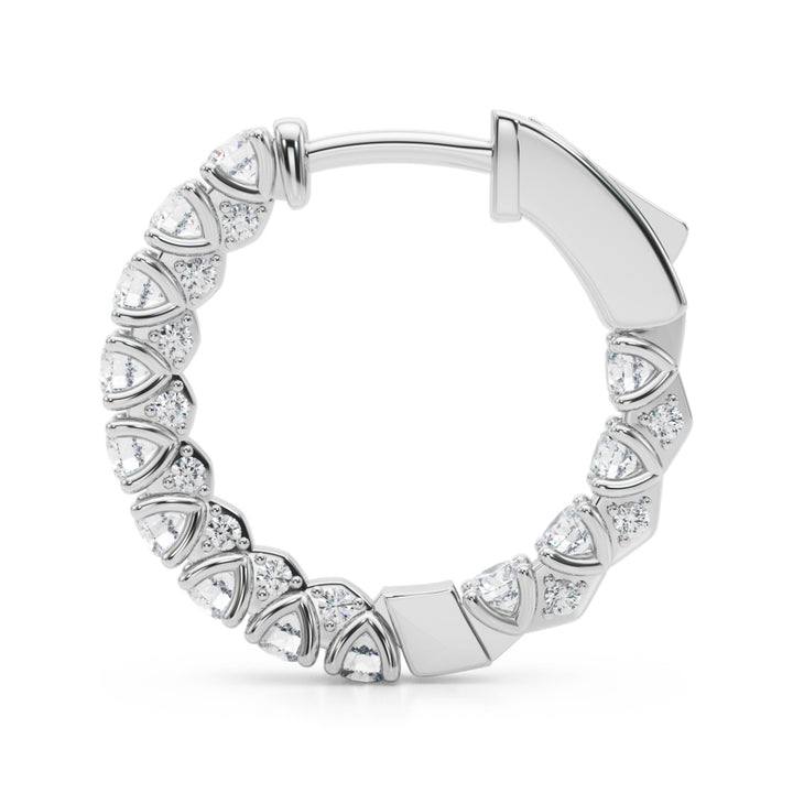 14K White Gold Lab Diamond Round Hoop Earrings