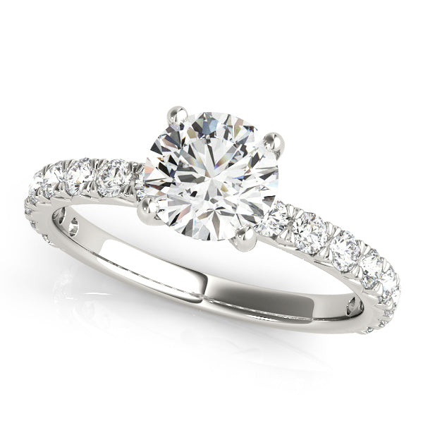 High-Set Round 4-Prong Pave Diamond Engagement Ring