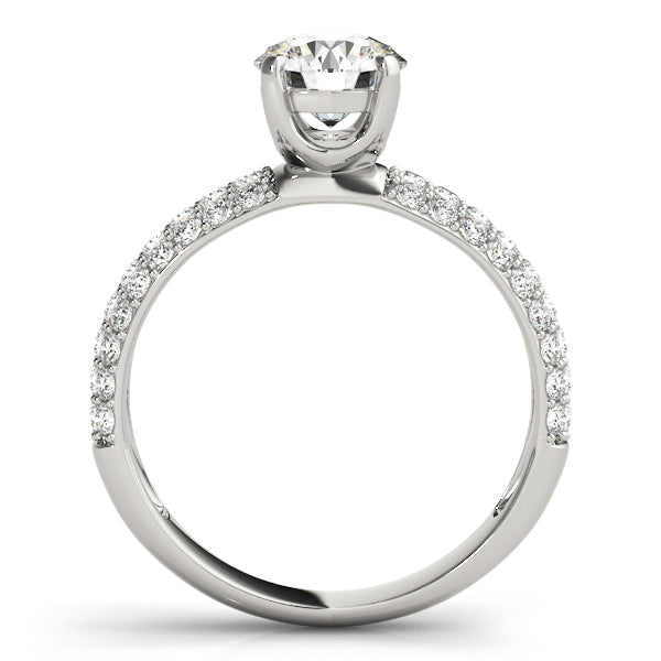 Round High-Set Curved Multi-Row Pave Diamond Engagement RIng