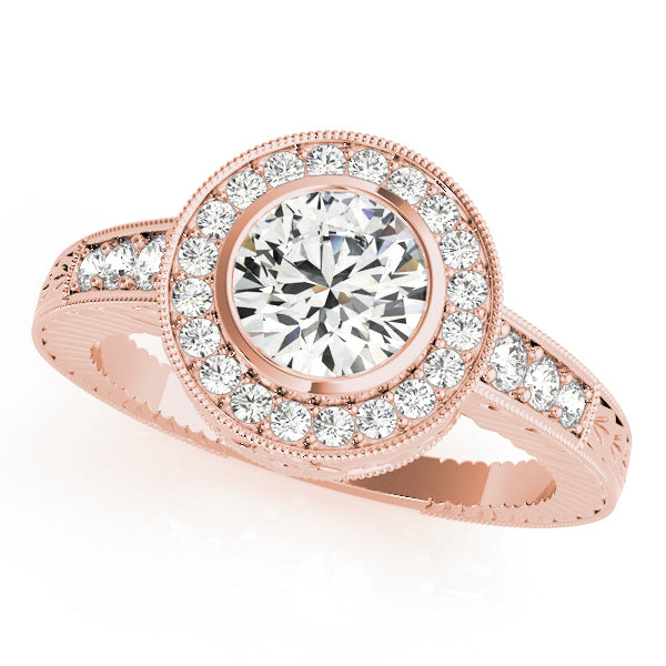 18K Rose Gold 1.05 ctw Diamond Halo Engagement Ring