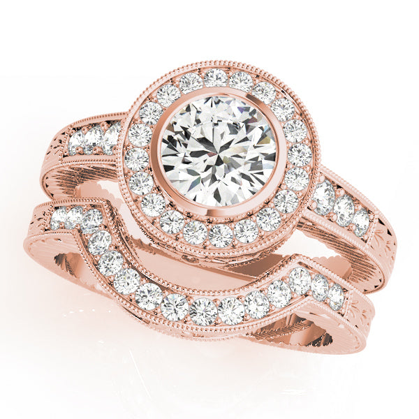18K Rose Gold 1.05 ctw Diamond Halo Engagement Ring