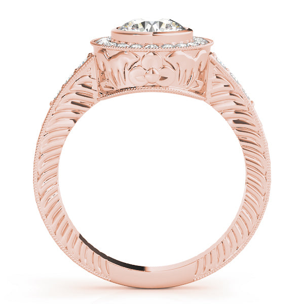 18K Rose Gold 1.05 ctw Diamond Halo Engagement Ring