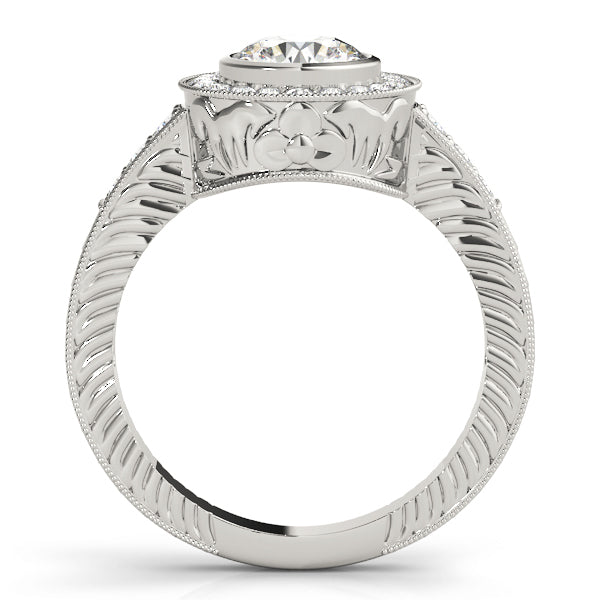 Platinum 1.33ctw Round Diamond Halo Engagement Ring