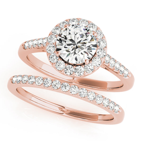 18K Rose Gold 1 CT Diamond Halo Engagement Ring