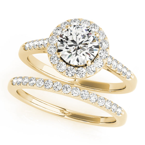 14K Yellow Gold 1 CT Diamond Halo Engagement Ring