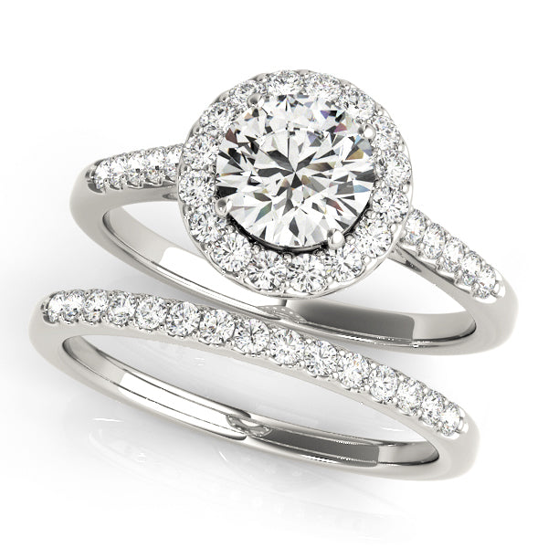 18K White Gold 1 ct Diamond Halo Engagement Ring
