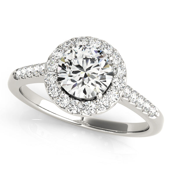 Platinum 1.38 ctw Round Diamond Halo Engagement Ring