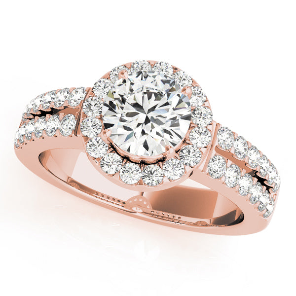 18K Rose Gold 1.41 ct Diamond Halo Engagement Ring