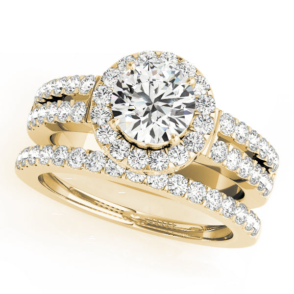 18K Yellow Gold 1 ct Diamond Halo Engagement Ring